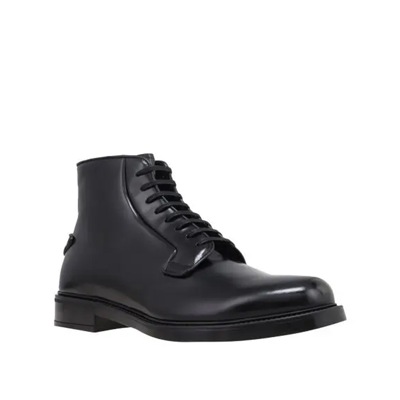 Shop Prada Leather Lace Up Boots