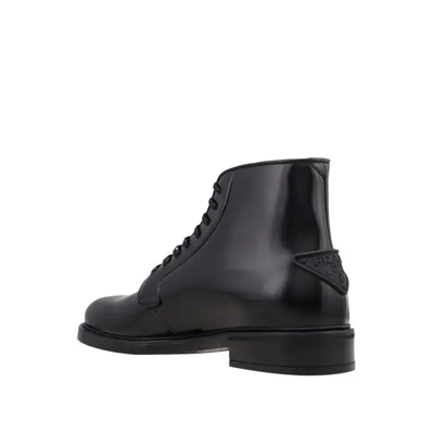 Shop Prada Leather Lace Up Boots