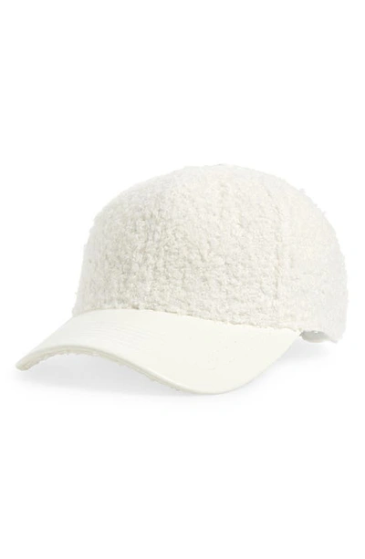 Shop Bp. Faux Shearling & Faux Leather Baseball Cap In Ivory