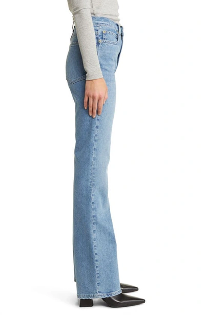 Shop Frame The Slim Stacked Straight Leg Jeans In Gloomy Skies