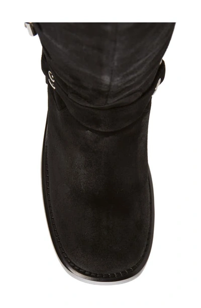 Shop Jeffrey Campbell Trouble Buckle Boot In Black Oiled Suede Silver