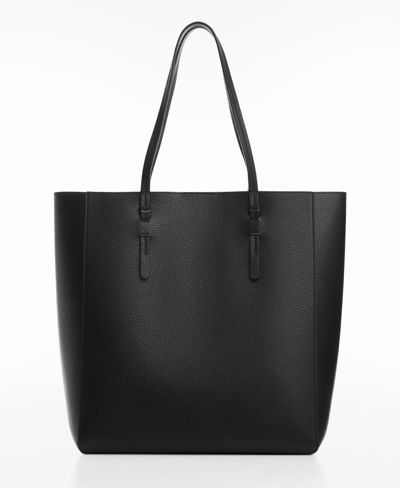 Shop Mango Women's Leather-effect Shopper Bag In Black