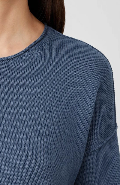 Shop Eileen Fisher Boxy Crewneck Pullover In Twilight