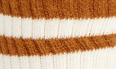 Shop American Trench The Mono Stripe Cotton Blend Crew Socks In White/ Brown
