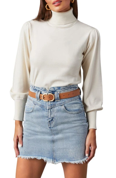 Shop Vici Collection Raisman Blouson Sleeve Turtleneck Sweater In Oat