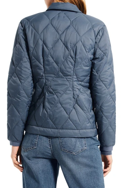 Shop Nic + Zoe Onion Quilted Mixed Media Puffer Jacket In Blue Waves