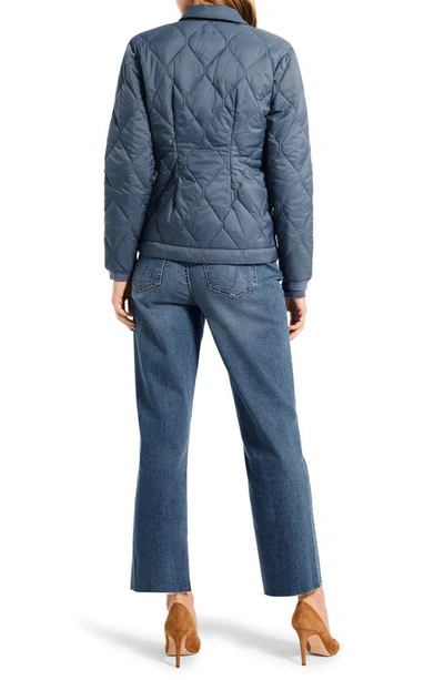 Shop Nic + Zoe Onion Quilted Mixed Media Puffer Jacket In Blue Waves