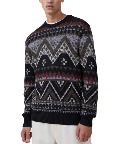 Shop Cotton On Men's Woodland Knit Sweater In Black Bold Pattern