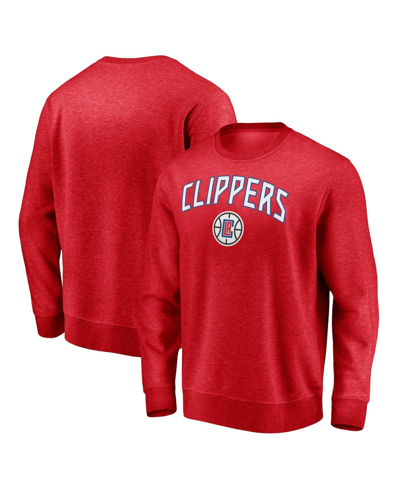 Shop Fanatics Men's  Red La Clippers Game Time Arch Pullover Sweatshirt