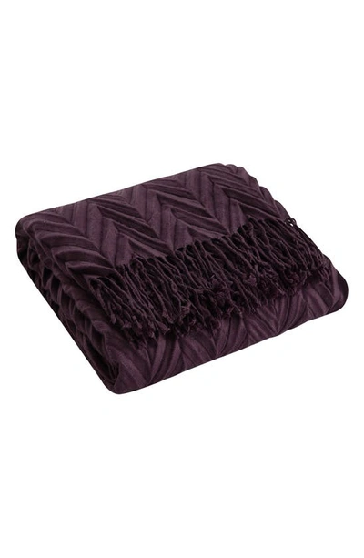 Shop Chic Beatrice Chevron Fringe Throw Blanket In Purple
