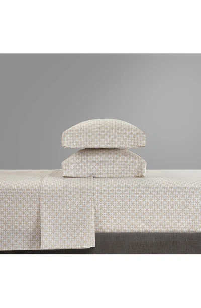 Shop Chic Waffle Grid Print 4-piece Sheet Set In Beige