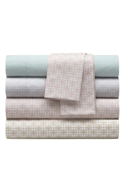 Shop Chic Waffle Grid Print 4-piece Sheet Set In Rose