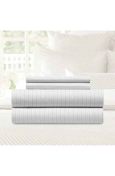 Shop Chic Carter Stripe 4-piece Sheet Set In Grey