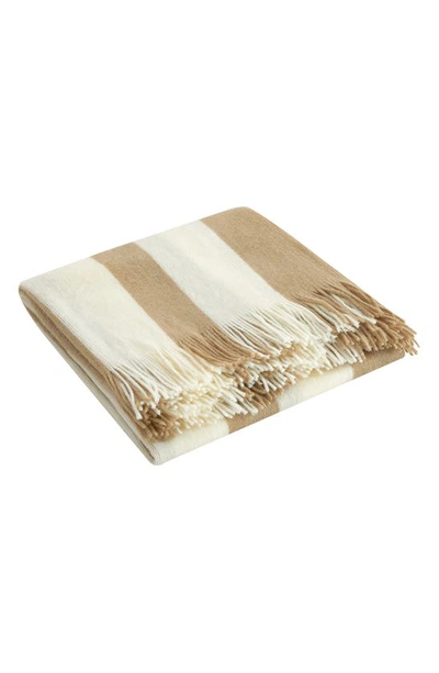Shop Chic Sylvie Stripe Fringe Throw Blanket In Beige
