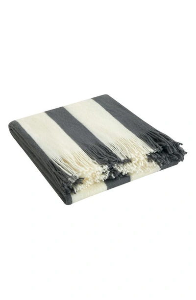 Shop Chic Sylvie Stripe Fringe Throw Blanket In Grey