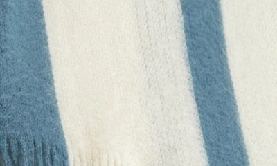 Shop Chic Sylvie Stripe Fringe Throw Blanket In Blue