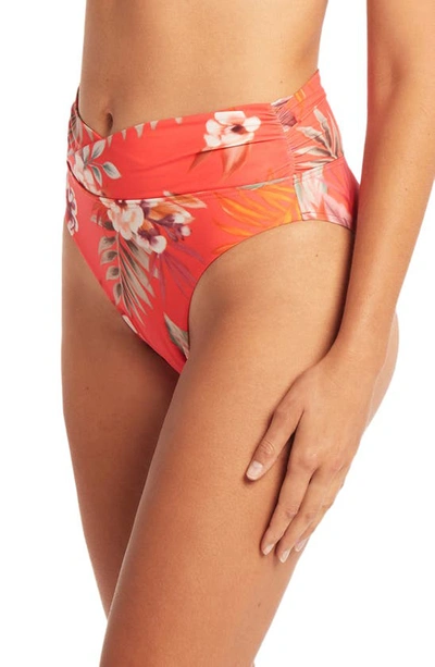 Shop Sea Level Escape Wrap High Waist Bikini Bottoms In Tangerine Eco