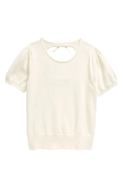 Shop Treasure & Bond Kids' Open Back Short Sleeve Sweater In Ivory Egret