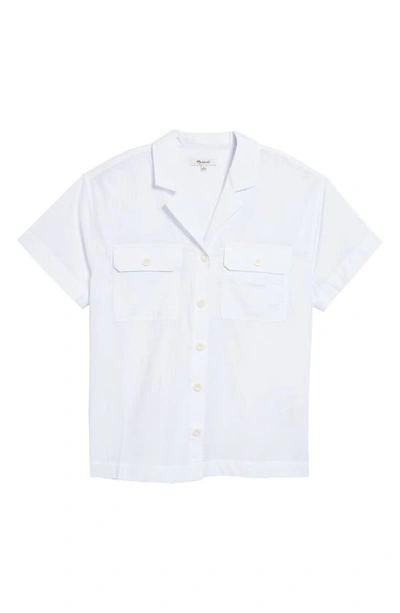 Shop Madewell Signature Poplin Camp Shirt In Eyelet White