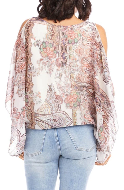 Karen Kane Paisley Print Cold Shoulder Scarf Top In Pai