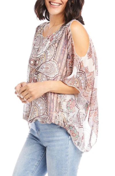 Karen Kane Paisley Print Cold Shoulder Scarf Top In Pai