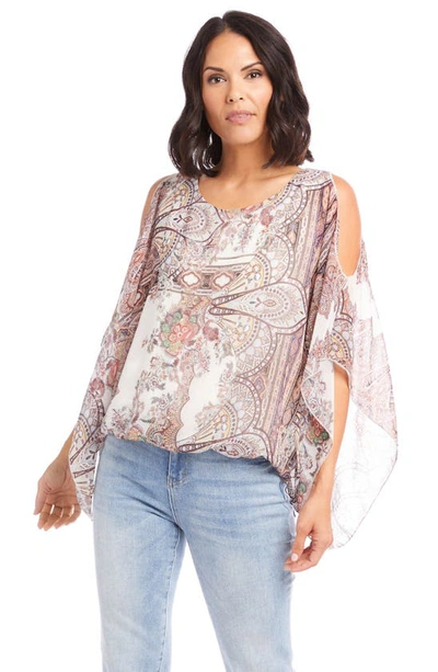 Karen Kane Paisley Print Cold Shoulder Scarf Top In Pai