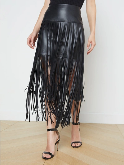 Shop L Agence Karolina Fringe Skirt In Black