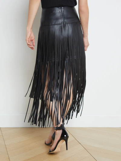 L Agence Karolina Faux Leather Fringe Skirt In Black