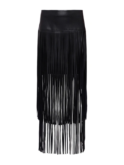 L Agence Karolina Faux Leather Fringe Skirt In Black