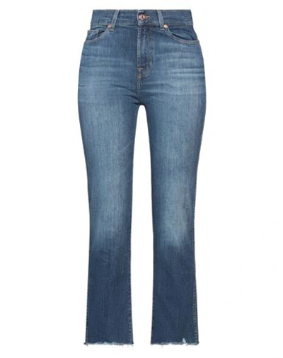 Shop 7 For All Mankind Woman Jeans Blue Size 26 Cotton, Elastane