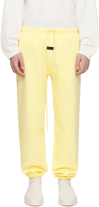 Shop Essentials Yellow Drawstring Sweatpants In Garden Yellow