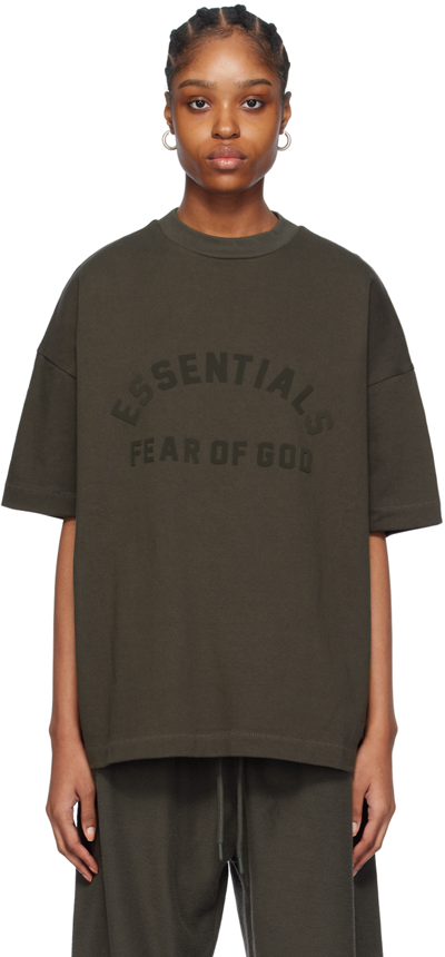Shop Essentials Gray Crewneck T-shirt In Ink