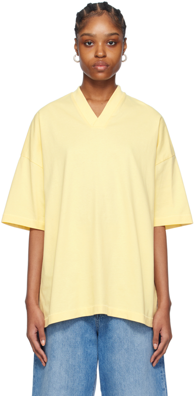 Shop Essentials Yellow V-neck T-shirt In Garden Yellow