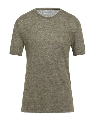 Shop Officine Generale Officine Générale Man T-shirt Military Green Size S Linen