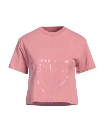 Shop Guess Woman T-shirt Pastel Pink Size L Organic Cotton