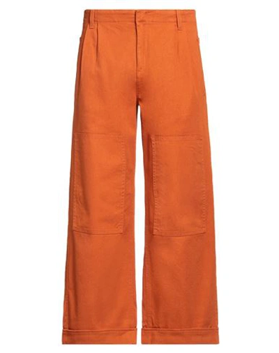 Shop Etro Man Jeans Orange Size 34 Cotton, Elastane