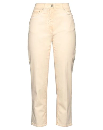 Shop Peserico Woman Jeans Beige Size 2 Cotton, Elastane