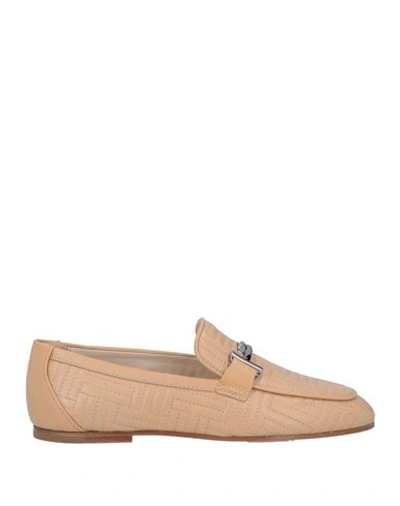 Shop Tod's Woman Loafers Sand Size 6.5 Soft Leather In Beige