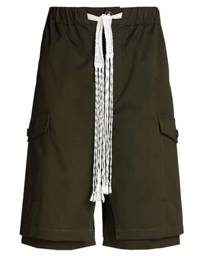 Shop Wales Bonner Man Cropped Pants Military Green Size 34 Cotton