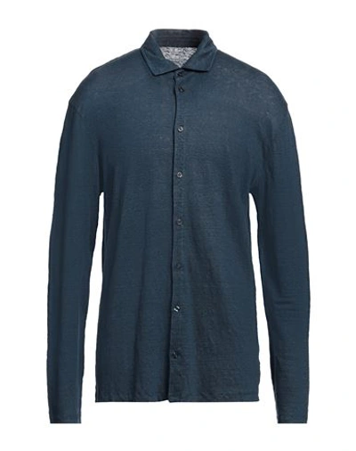 Shop Phil Petter Man Shirt Slate Blue Size Xxl Wool