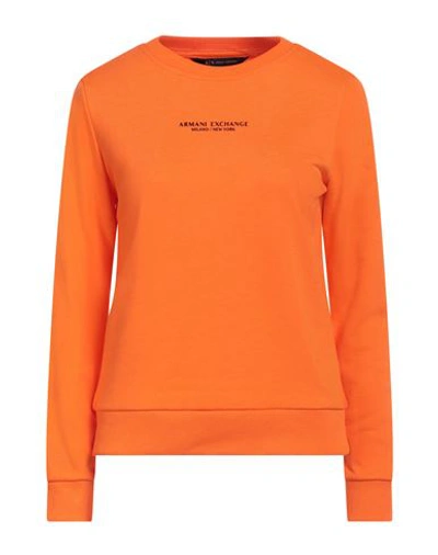 Shop Armani Exchange Woman Sweatshirt Orange Size S Cotton, Polyester, Elastane