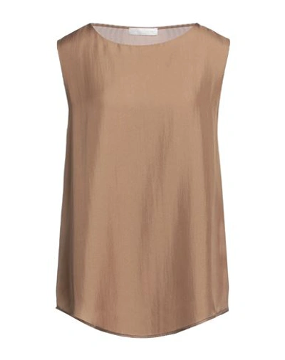 Shop Fabiana Filippi Woman Top Brown Size 8 Polyester, Elastane, Ecobrass