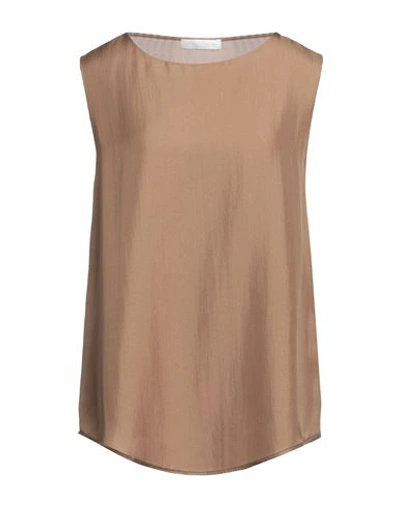Fabiana Filippi Woman Top Brown Size 6 Polyester, Elastane, Ecobrass In Brown