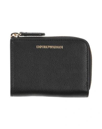 Shop Emporio Armani Woman Wallet Black Size - Bovine Leather