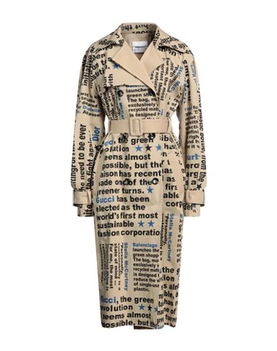 Shop Brand Unique Woman Overcoat & Trench Coat Sand Size 1 Cotton In Beige