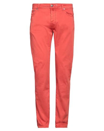 Shop Jacob Cohёn Man Pants Coral Size 35 Cotton, Elastane In Red