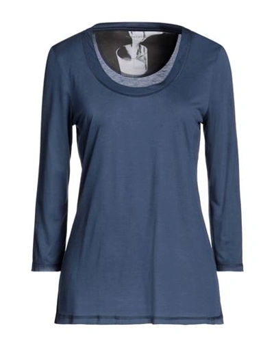 Shop Purotatto Woman T-shirt Navy Blue Size Xxl Modal, Milk Protein Fiber