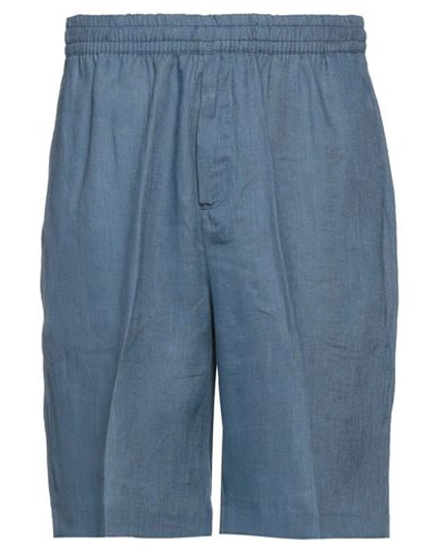 Shop Liu •jo Man Man Shorts & Bermuda Shorts Slate Blue Size 30 Linen