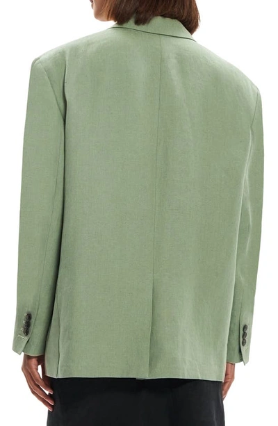 Theory Galena Boxy Oversized Linen Jacket In Leaf - F15