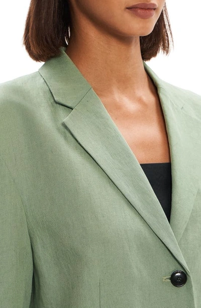 Theory Galena Boxy Oversized Linen Jacket In Leaf - F15